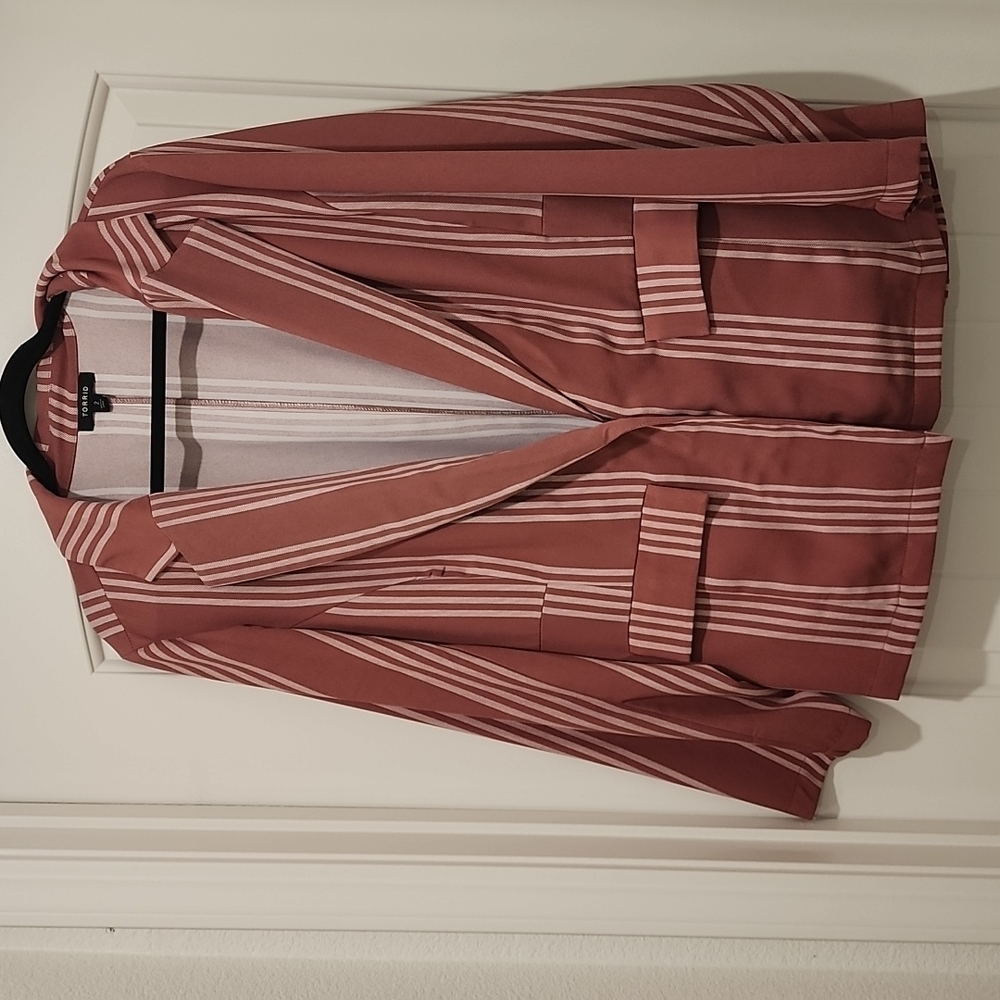 Torrid Pink Rose Stripe Light Weight Boyfriend Blazer sz x2